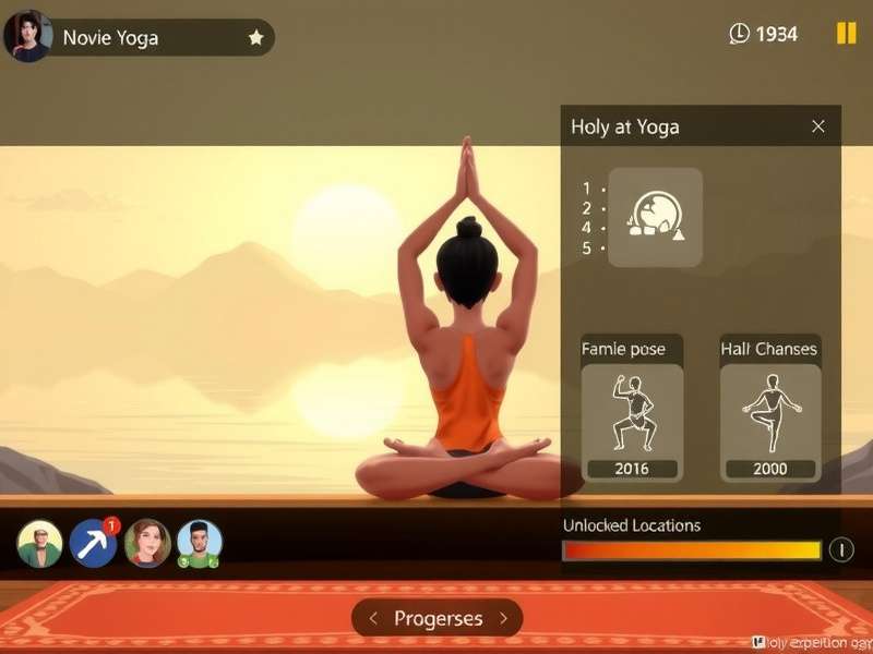 Holy Expedition Yoga gameplay screenshot showing character performing yoga pose